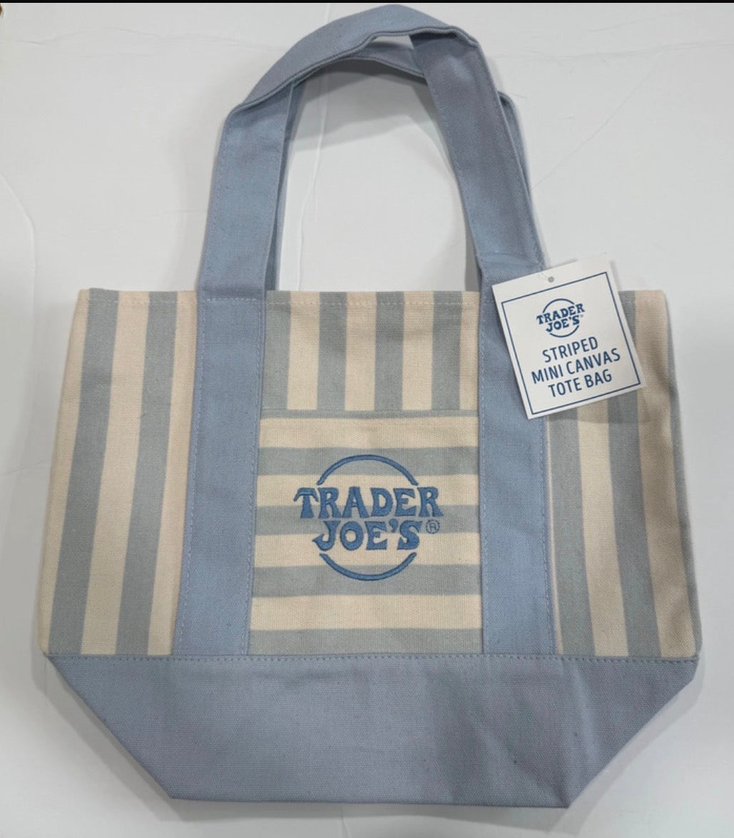 Trader Joe’s Striped Pastel Mini Tote Bag - Blue