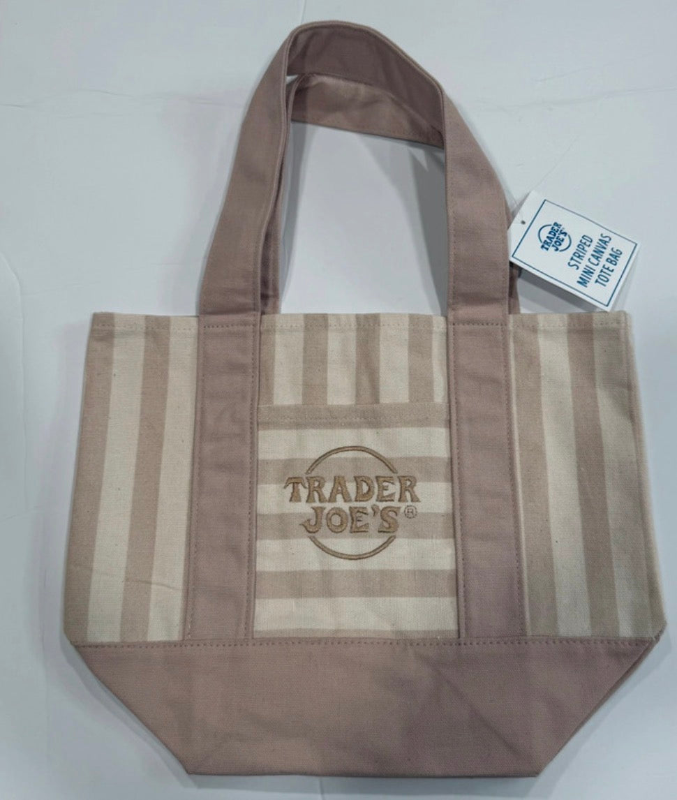 Trader Joe’s Striped Pastel Mini Tote Bag - Beige