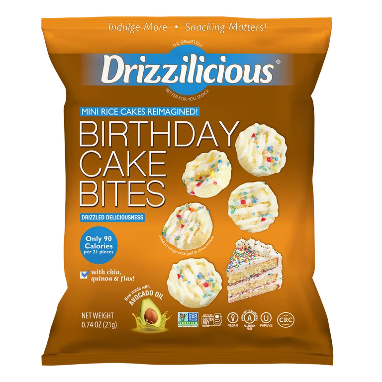 Drizzilicious Rice Cake Bites - Birthday Cake