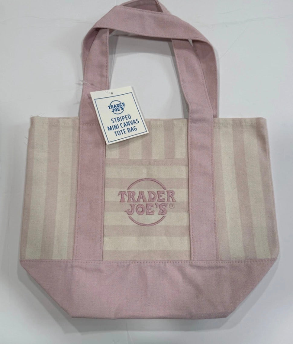 Trader Joe’s Striped Pastel Mini Tote Bag - PINK