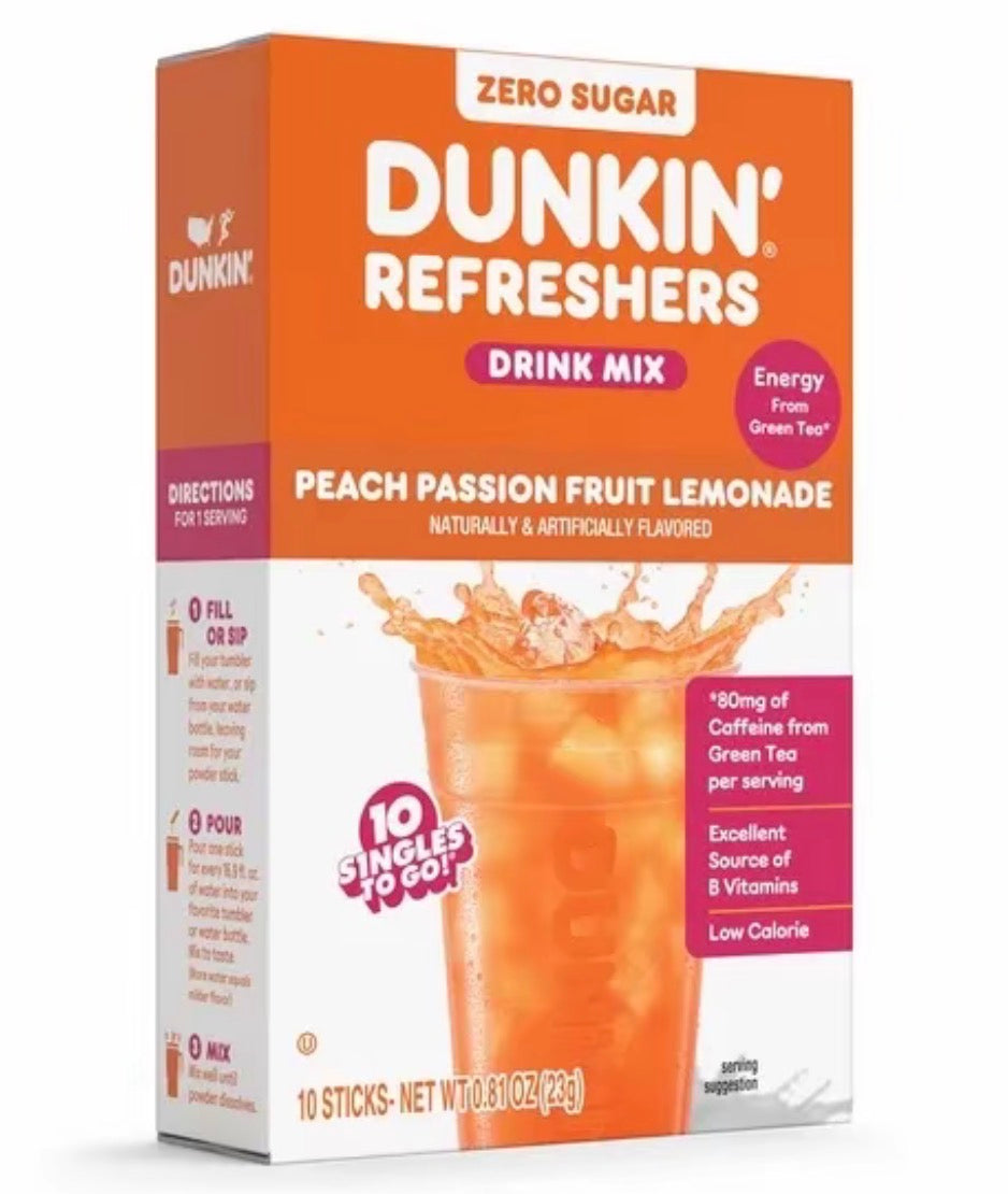 Dunkin’ Refreshers Singles 10ct - Peach Passion Fruit Lemonade