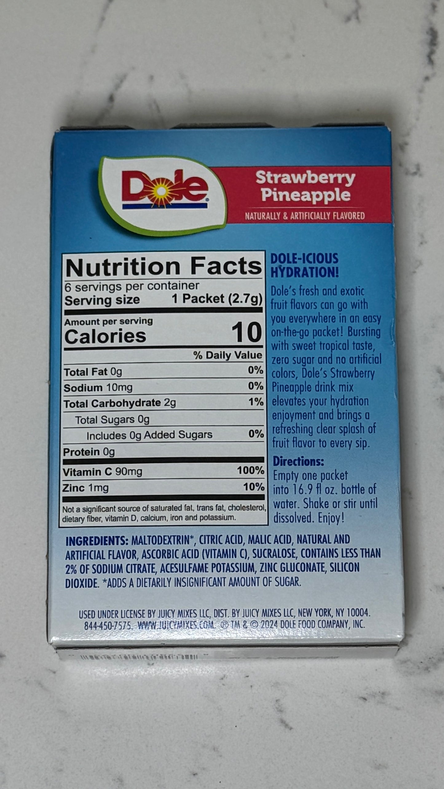 Dole Sugar-Free Drink Sachets X 6