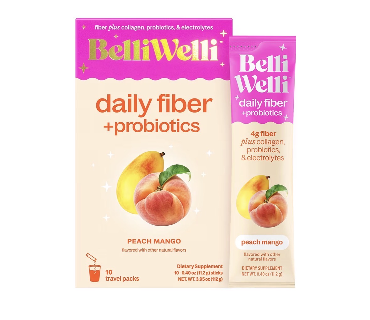 BelliWelli Daily Fibre +Probiotics Travel Pack - 10 Sachets