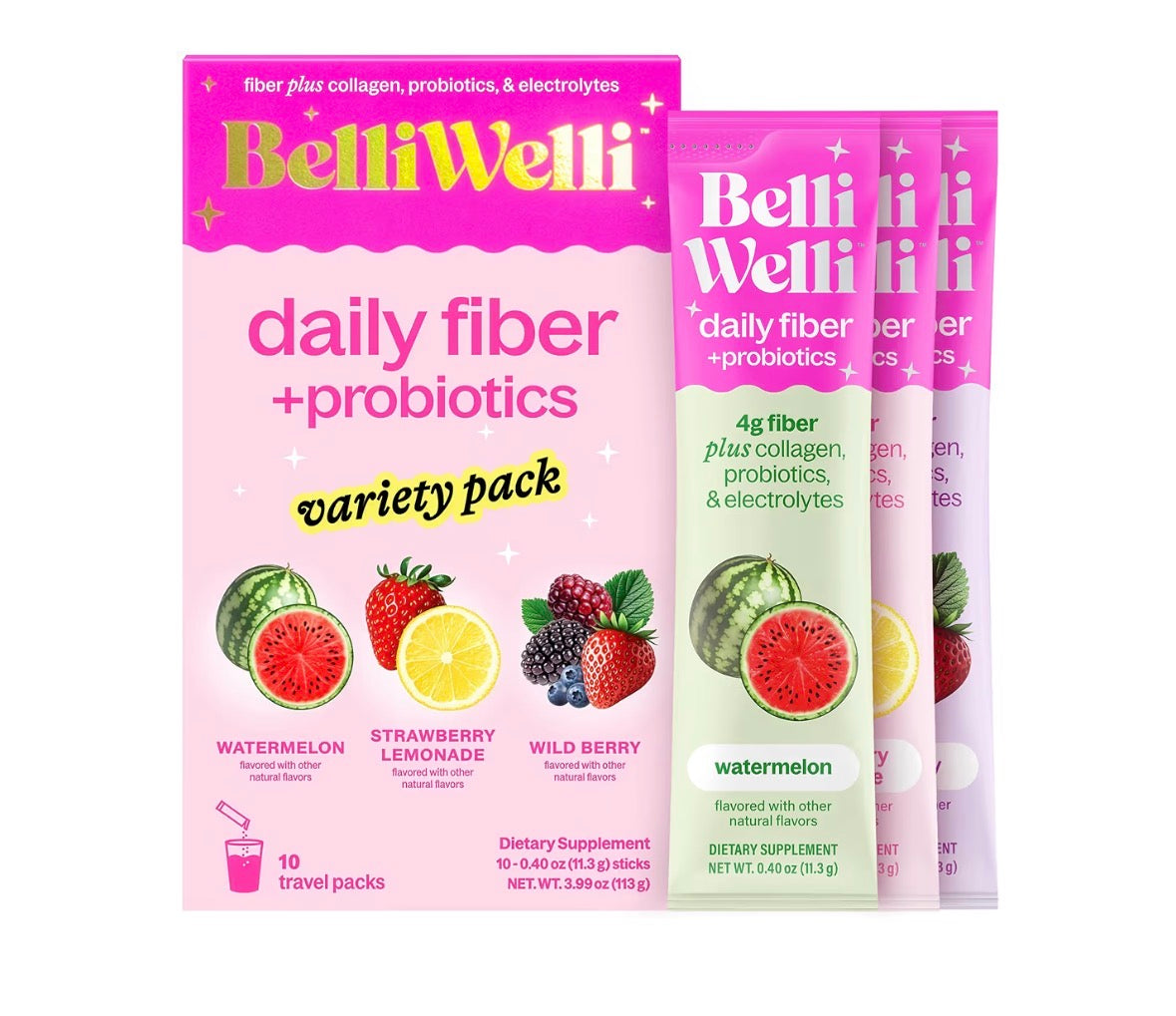 BelliWelli Daily Fibre +Probiotics Travel Pack - 10 Sachets
