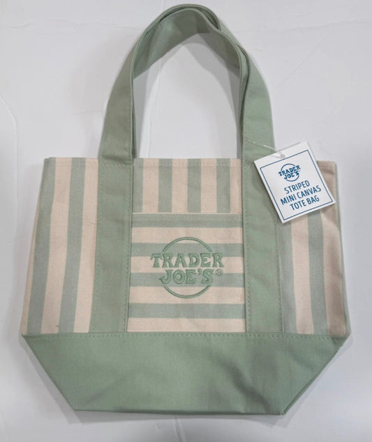 Trader Joe’s Striped Pastel Mini Tote Bag - GREEN