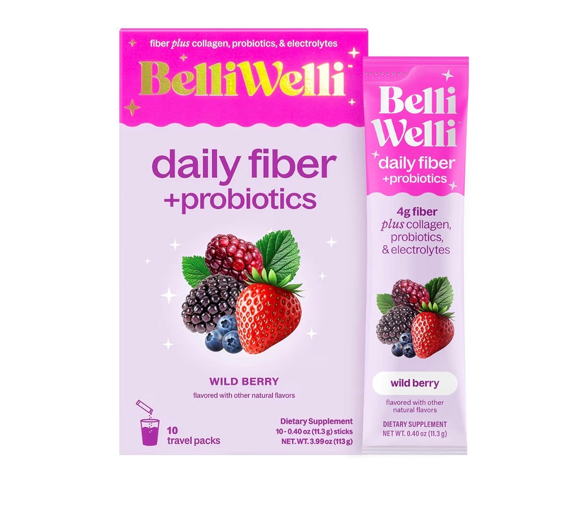 BelliWelli Daily Fibre +Probiotics Travel Pack - 10 Sachets