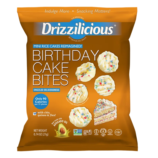 Drizzilicious Rice Cake Bites - Birthday Cake