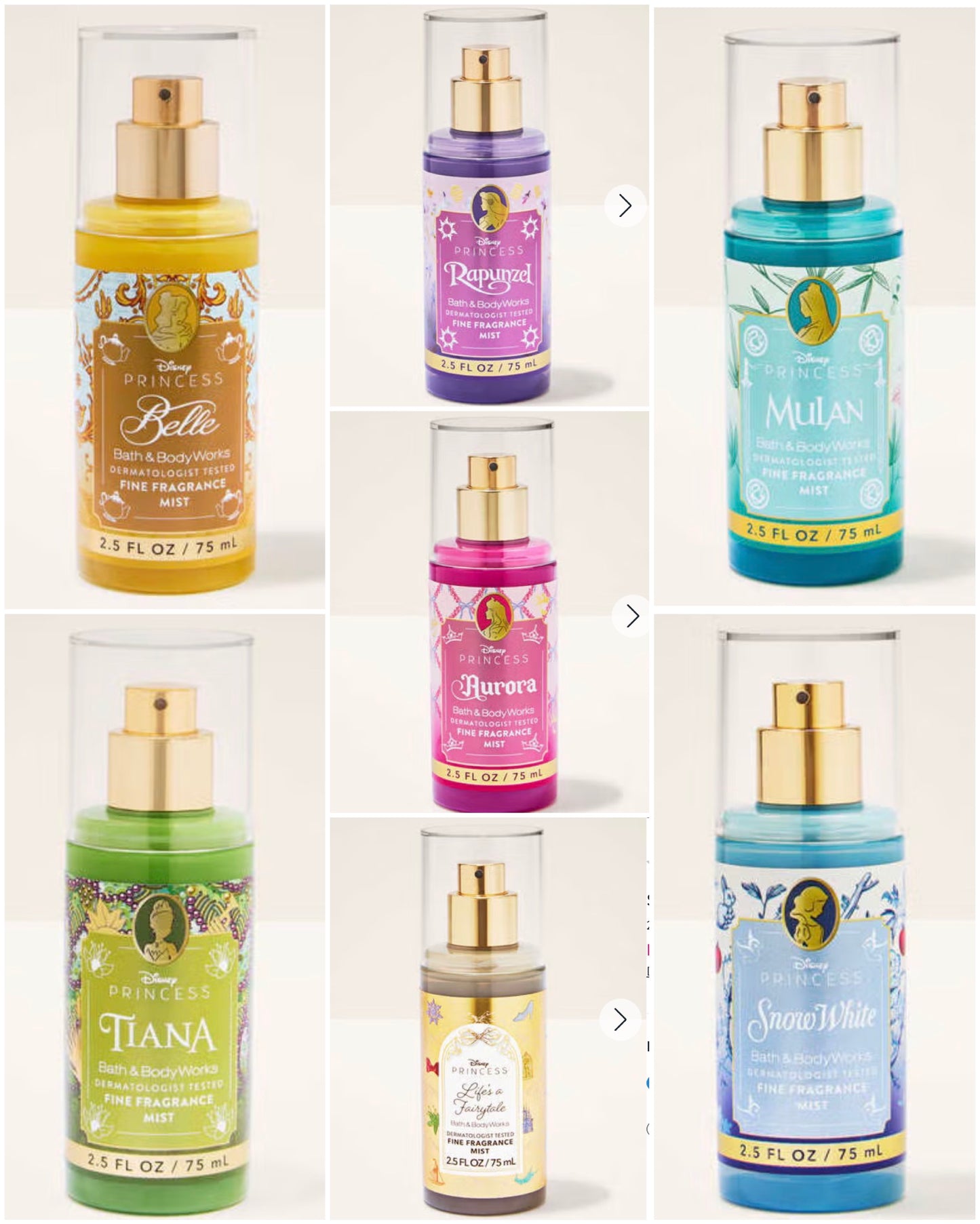 B&BW Disney Princess Body Mist - Travel Size (VARIOUS)