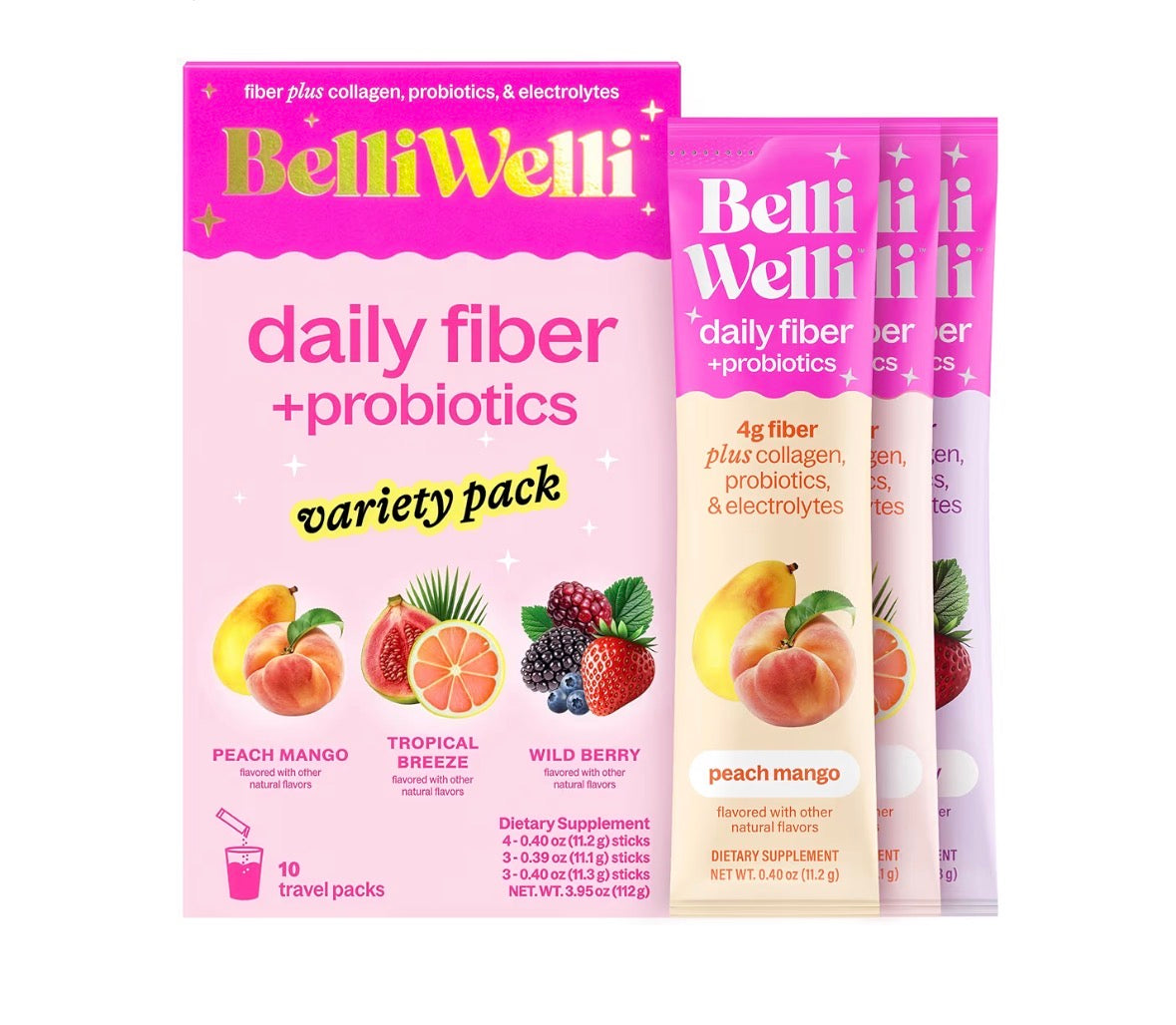 BelliWelli Daily Fibre +Probiotics Travel Pack - 10 Sachets