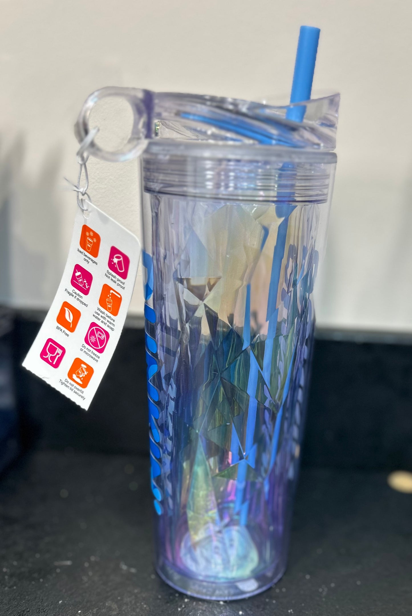 Dunkin’ Donuts Iridescent Reusable Tumbler with Straw - Blue