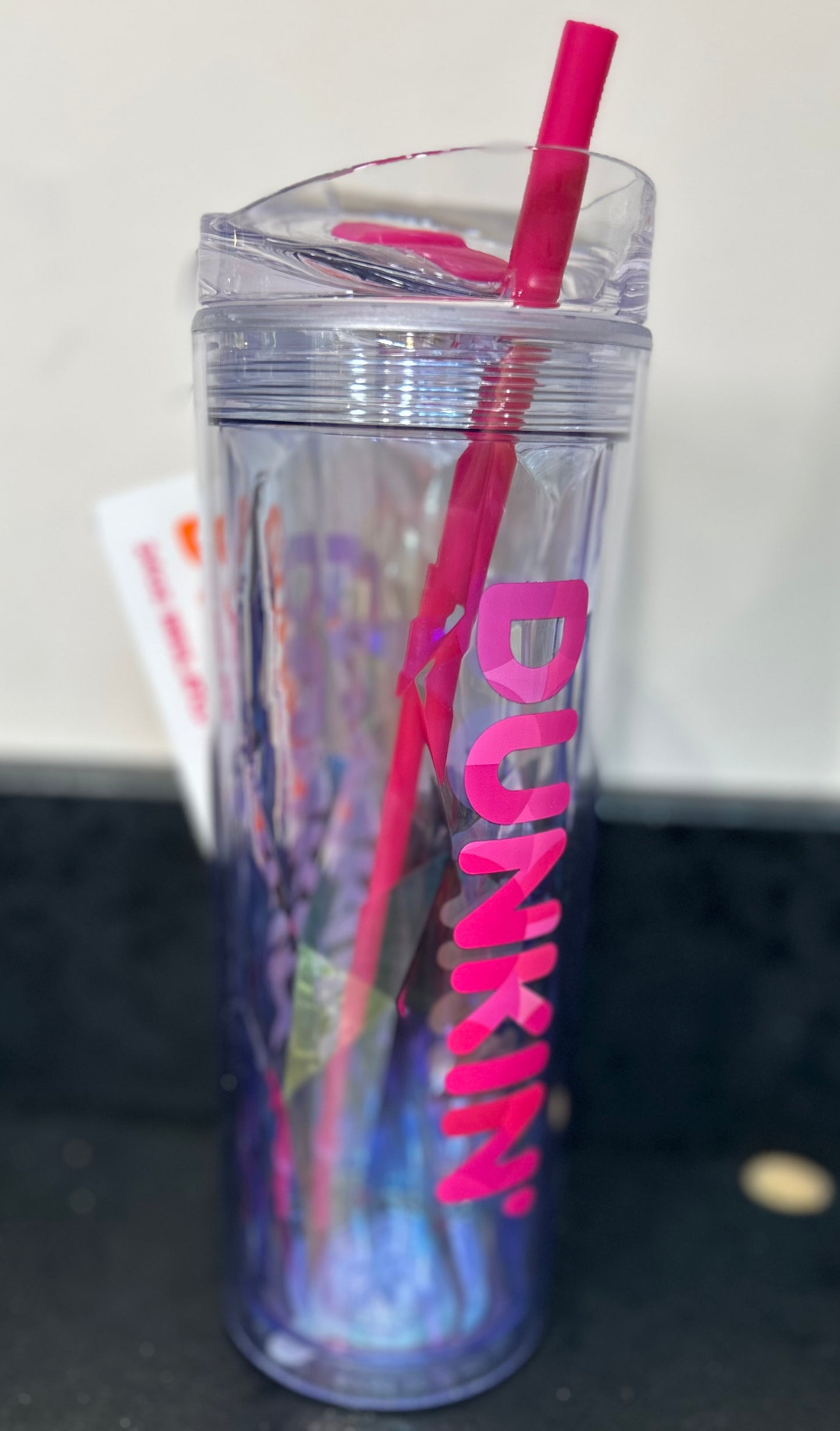 Dunkin’ Donuts Iridescent Reusable Tumbler with Straw - Pink