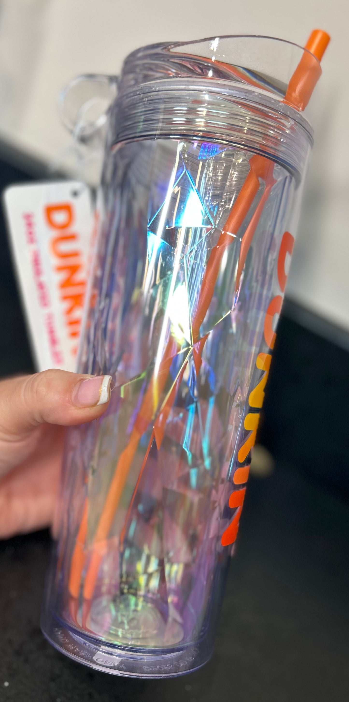 Dunkin’ Donuts Iridescent Reusable Tumbler with Straw - Orange