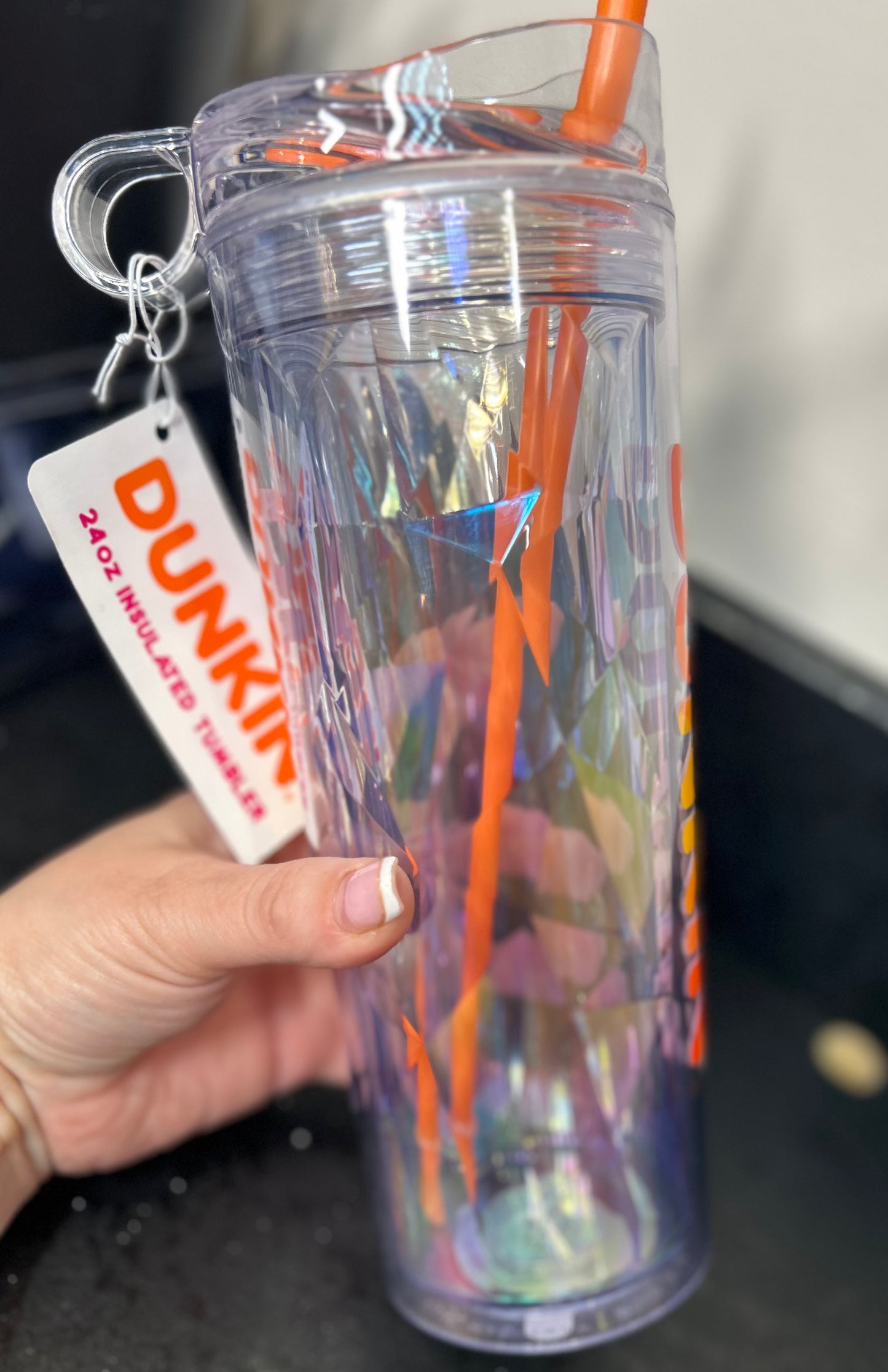 Dunkin’ Donuts Iridescent Reusable Tumbler with Straw - Orange
