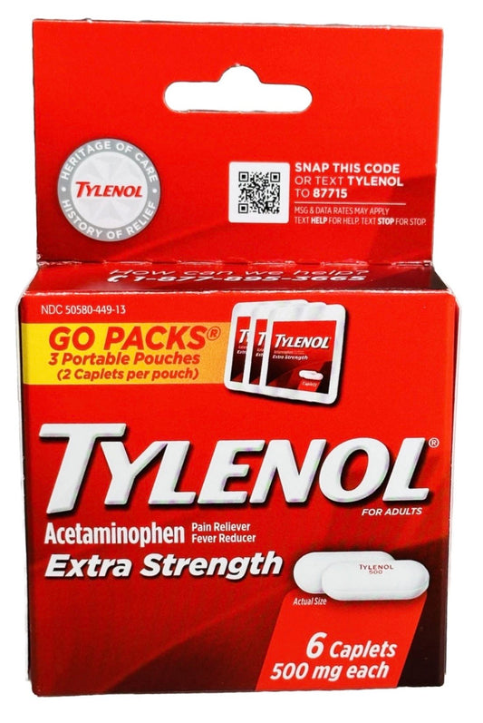 Tylenol 500mg Acetaminophen (Paracetamol) - 3 x 2ct packets