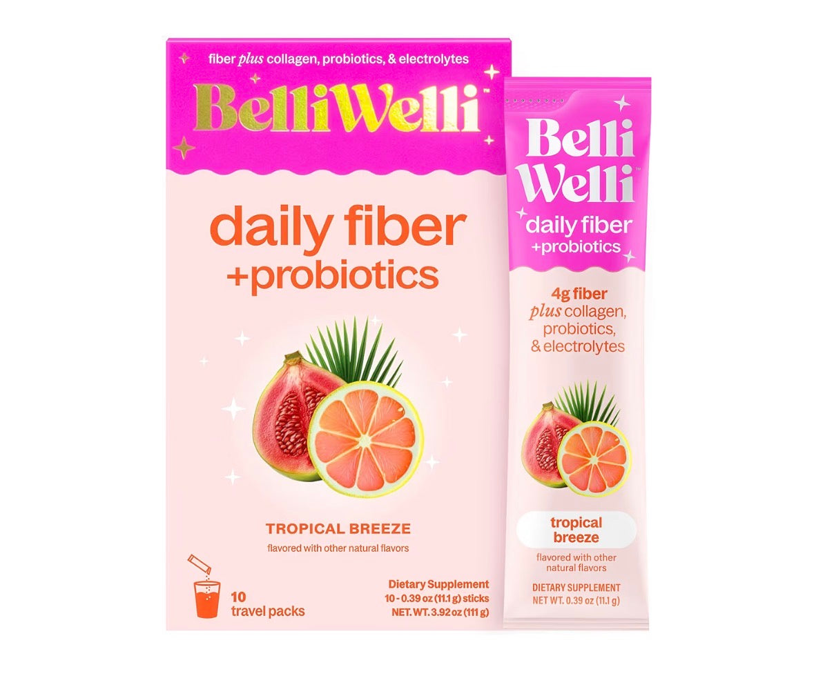 BelliWelli Daily Fibre +Probiotics Travel Pack - 10 Sachets