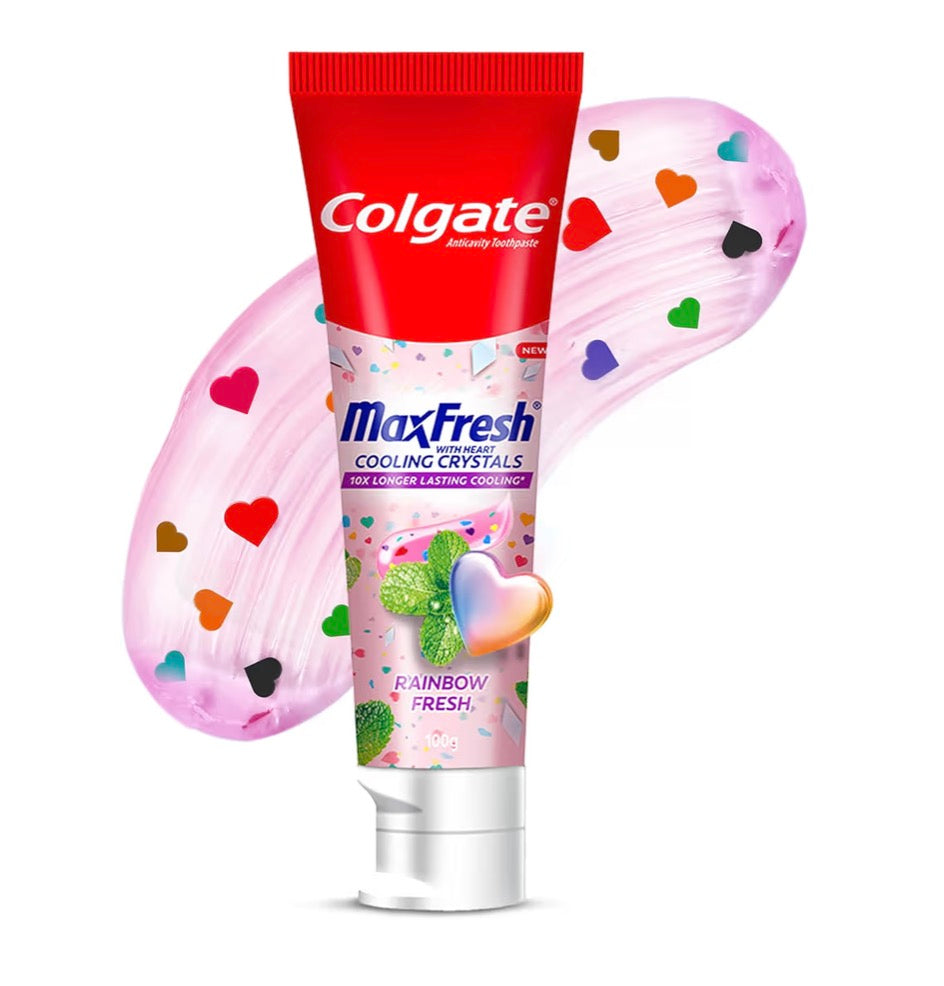 Colgate MaxFresh Rainbow Fresh Toothpaste (100g) - Heart Shaped Cooling Crystals